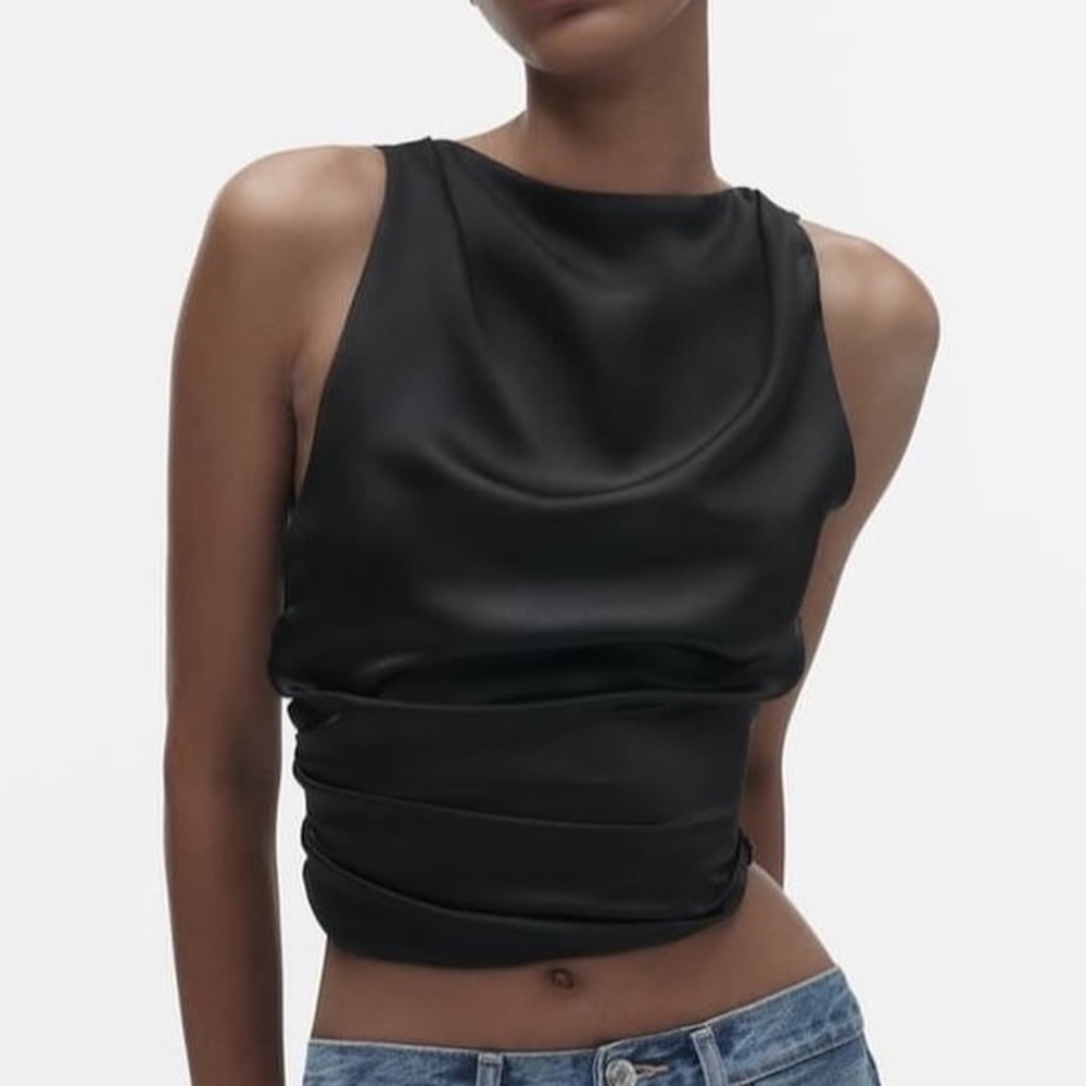 Zara Black Satin Top